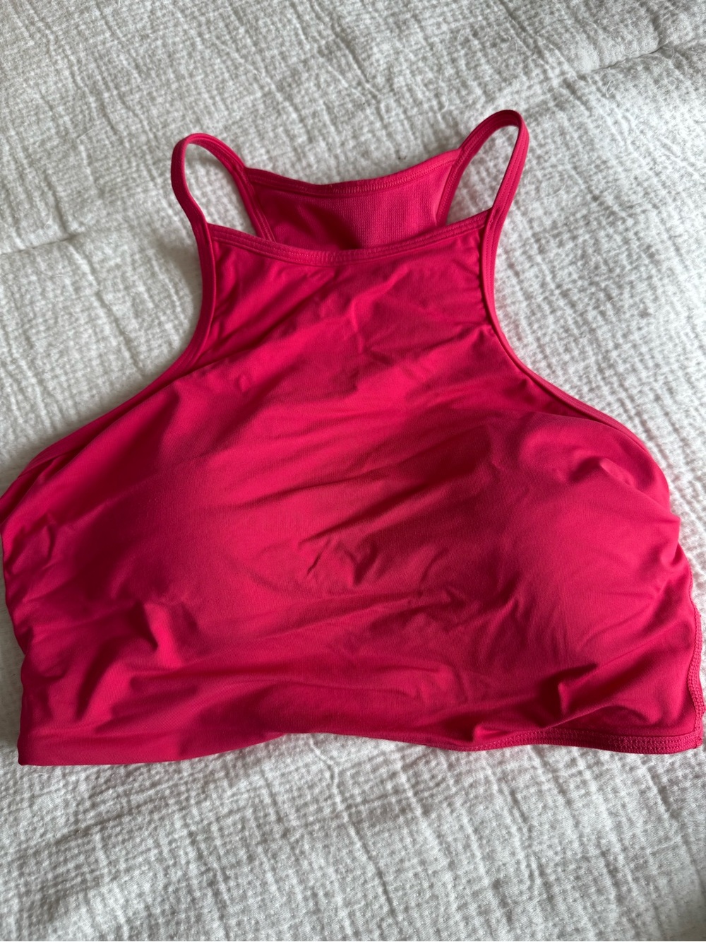 Hot Pink High Neck Crop Swim Top